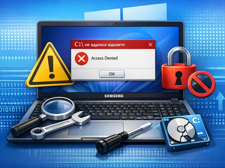 ❗ Не відкривається диск C: на ноутбуках Samsung — як швидко виправити проблему (інструкція 2026)